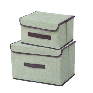City Goods Buy One Get 1 Plain Color Foldable Storage Box Organizer With Cover Set COD