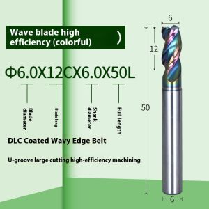 XJL Efficient aluminum milling Carbide End Mill Set 3 Flute DLC Nano Coating Efficient Milling Cutter router bit for aluminum cnc machine tool(Wave-Edge Efficiency)1pcs/5pcs