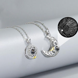 A Pair Of Fashionable Couples Sun And Moon Combined Constellation Simple Pendant Necklace