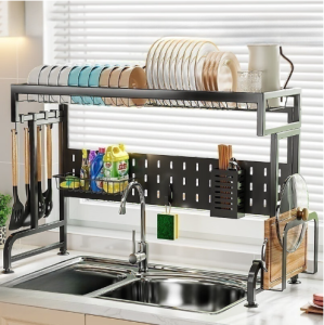 ชั้นวางจาน ที่คว่ำถ้วยจาน ชั้นวางคร่อมอ่างล้างจาน ชั้นคว่ำจานชาม Kitchen Dish Drainer Rack ชั้นวางเครื่องครัว ชั้นวางของในครัว