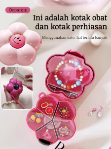 【Kotak Obat Dan Kotak Perhiasan】Kotak Obat & Aksesoris Multi Fungsi Pemisah Bunga Pengelompokan Penyimpanan Portable Praktis
