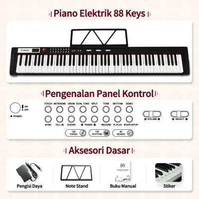 Benston Music- Keyboard Elektrik 88 Tuts Portabel Untuk Pemula Dewasa Guru Anak Keyboard Elektrik Profesional Rumah