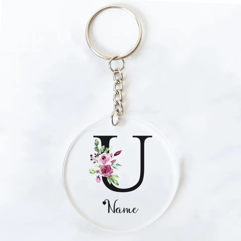 J hot sale name keychain