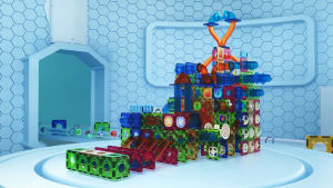 Romboss 176-276PCS Magnetic Tiles Marble Run 7.5CM Large Size STEM Building Blocks Strong Magnet Educational Toys DIY Track Set for Kids Gift