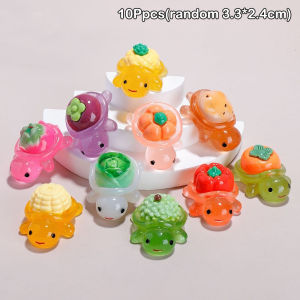 🔥🔥🔥fenglin 10pcs Landscaping Resin Crafts Glowing Turtle Garden Fish Tank Miniatures Ornaments Mini Luminous Fruit Turtle Home Decoration