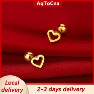 [COD] AqToCna Ship within 24 hours 2pcs Fashion Stainless Steel Frosted Four-leaf Clover Stud Earrings For Women Hypoallergenic Screw Cartilage Helix Earrings Gifts