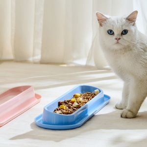 SWEET LORD Anti Slip Pet Feeding Bowl Tilted Neck Protection Extra Long Cat Dog Feeder Pet Supplies Large Capacity Pet Bowl Multiple Cats