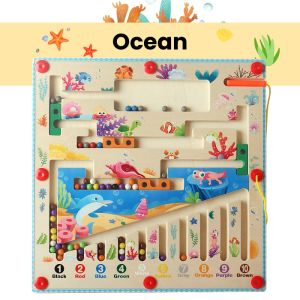 Magnetic Color & Number Maze | Montessori Wooden Learning Toy for Toddlers Ages 3+
