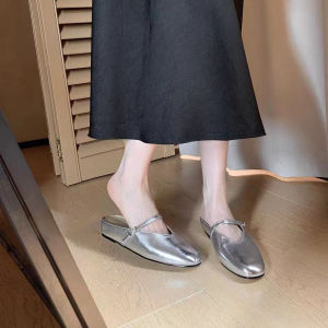 Free Shipping Autumn New Collection: Stylish And Elegant Silver Mule Sandals For Women Perfect For Outdoor Wear
