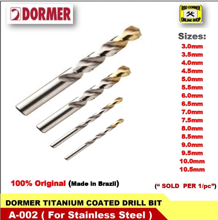 Genuine DORMER TITANIUM COATED DRILL BIT A002 (Sold Per Piece) 3.0mm