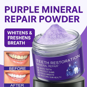 Purple Mineral Tooth Powder Whitening Tooth Powder Natural Mineral Teeth Whitener Antibacterial Anti-Cavity Cleaning Stain-removing Toothpaste Gums Care 矿物牙粉 美白牙粉