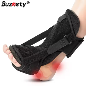 Buzesty อุปกรณ์พยุงหลังเท้าแบบปรับได้อุปกรณ์พยุงข้อเท้าพยุงแถบอะลูมิเนียมและรองรับพังผืดที่ฝ่าเท้าเครื่องมือดูแลเท้าเครื่องดามกลางคืน