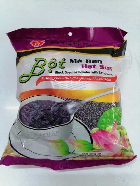 [Túi 350g] BỘT MÈ ĐEN HẠT SEN CÓ ĐƯỜNG BÍCH CHI Black Sesame Powder ...