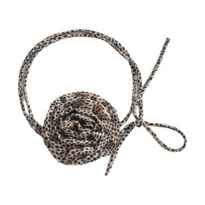 GUDAN สง่างาม สร้อยคอรูปดอกไม้ แบบเกาหลี จุดคลื่น สร้อยคอชิฟฟอน ทุกการแข่งขัน ยาว สร้อยคอพิมพ์ลายเสือดาว ผู้หญิง