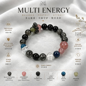 【OwniCrystos】Black rutilated Strawberry Tourmaline Natural crystal bracelet