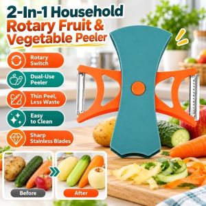 2 In 1 Rotary Fruit Vegetable Peeler Household Kitchen Peeler Manual Potato Carrot Apple Peeler Fruit Vegetable Peeling Tool
