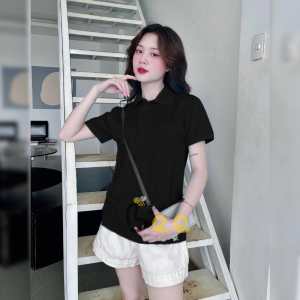Áo thun nữ POLO BEE cổ trụ tay ngắn basic màu đỏ đô trơn cá tính vải cá sấu cao cấp thoáng mát công sở