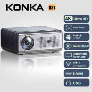 KONKA Projector H31 4K UHD Fully Automatic Projector Android 2+32G For Phone And Laptop Bluetooth WIFI HDMI