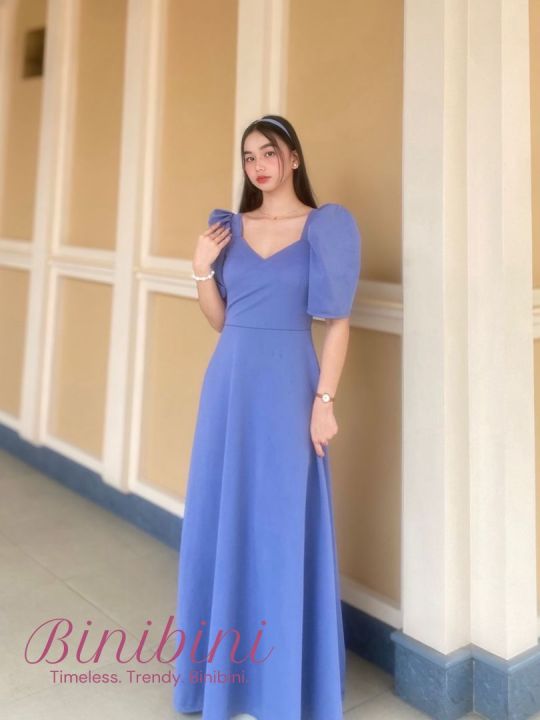Dolores Filipiniana Puff Sleeve Dress Overlap Tube Modern Filipiniana  Church Dress Taytay Supplier V-Neck A-Line Maxi Dress Neoprene Floorlength  Church Dress - Lazada | Lazada PH
