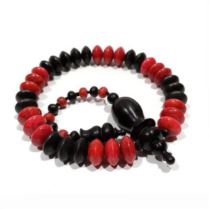 Tasbih Batu marjan Kombinasi Kelor Hitam Model pipih roda ASLI Original