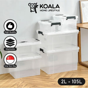 🇸🇬 🔥 Koala Home Organizer Stackable Transparent Storage Box Container Waterproof Heavy Duty 15L/25L/40L/55L/80L/100L