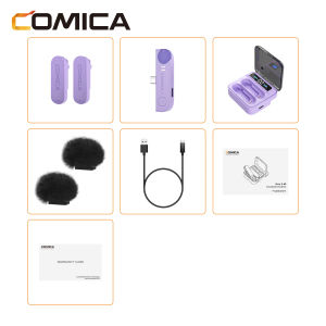Comica vimo S Micro dây chuyền không dây với khử tiếng ồn cho iPhone/Android micro ve áo tụ điện nhỏ gọn cắm và chạy rảnh tay với hộp sạc để vlogging phỏng vấn phát trực tiếp ghi âm