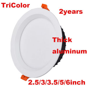 3 Colors LED Ceiling Light Recessed Downlight 220V 5W 24w 18w 12w Pin Lights For Ceiling Tri Color Round Pairtnel Ceiling Lamp Home Lighting Ultra Thin LED Ceiling Light Pan Light