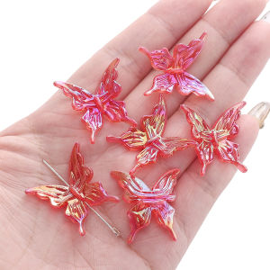 20ชิ้น25X25มม. อะคริลิคใส AB สีผีเสื้อลูกปัดสำหรับสร้อยข้อมือแฮนด์เมดสร้อยคอต่างหูพวงกุญแจอุปกรณ์การทำเครื่องประดับหัตถกรรม DIY