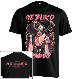 Kaos Anime Demon Slayer Nezuko Kamado ANM-155 Baju Warna Hitam Dewasa Cotton Combed 24s
