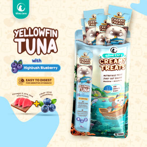 Olive Care PAKET CREAMY TREATS 16gr & 20gr Isi 5pcs Snack Cemilan Kucing Bernutrisi dengan Daging Ayam/Salmon/Tuna Asli with Red Spinach/Winter Squash/Highbush Blueberry