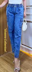 Celana Baggy Jeans Cargo Wanita Dewasa Model Baru Muat Untuk Bb 45 sampe 75kg
