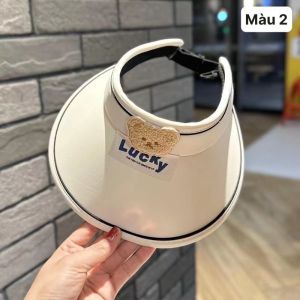 Mũ cói hở chóp hình gấu dễ thương dành cho trẻ em 2-15 tuổi- Nón cho bé đội đi biển đi chơi du lịch hàng ngày