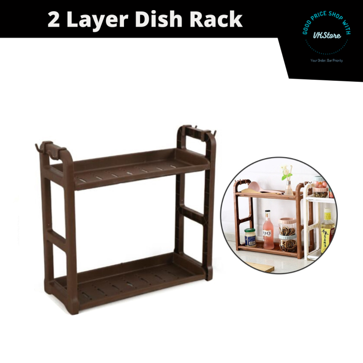 Kitchen Rakh Kitchen Dish Rak 2 Layer With Hanger 双层调味料碗碟置物架 | Lazada
