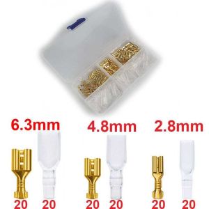 720/315PCS terminal sekun Soket skun kabel Gepeng + Karet Skun (bahan) Kuningan 2.8/4.8/6.3mm