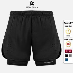 Quần Đùi Short Thể Thao Ngắn 2 Lớp Tập Gym Nam KSM Store Túi Zip Có Lỗ Thoát Khí Phù Hợp Chạy Bộ Q263