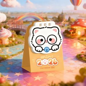 DFGFIN Portable 2026 Desk Calendar Schedule Mark Mini Coil Calendar Cute Cartoon Cat Calendar Ornaments Office Desk Accessories