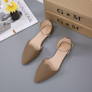 elegant Korean Pointed Toe leather block sandals for women