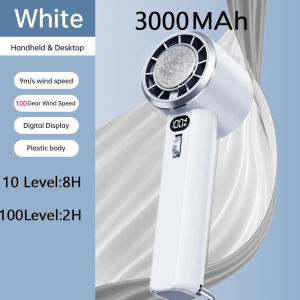 Semiconductor Cooling Portable Cold Compress Fan Mini Fan Rechargeable 3000mah Turbo Jet Fan Brushless Motor 100 Gears Adjustment Visual Wind Speed Power Display Bladeless Mini Handheld Fan Fast Cooling Long Battery Life For Commuting To Work And Outdoor