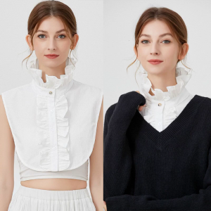 Women Detachable Dickey False Collar Retro Victorian Ruffle Mock Neck Half Shirt