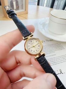 French Retro Female Watch Small Dial PU Leather Strap Watch for Student Girls Simple Womens Wristwatch