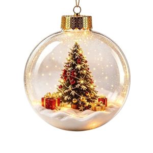 NAELIN Acrylic dây chuyền hình quả bóng Giáng sinh Đã được trang trí đèn trước Chạy bằng pin Đồ trang trí tiệc MỚI Hình ảnh 3D trang trí ngày lễ Trang trí nội thất