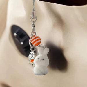 [haoh] Cute And Fluffy Little Animal Keychain Girlish Little Yellow Duck Koala Rabbit Mobile Phone Pendant Or Bag Pendant