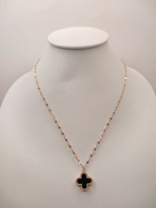 Kalung WanitaKalung Bunga Hitam CL 06 TitaniumS.Steel Tahan Lama Anti Karat KS021