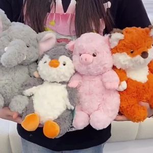 New Lazy Series Elephant Plush Toy Cute Fox Plush Toy Penguin Comfort Doll Piggy Birthday Gift