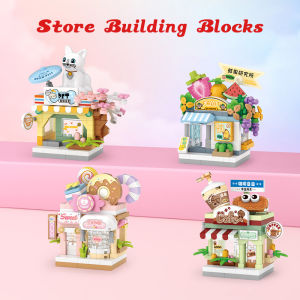 Pet Coffee Fruit Candy Shop Building Block Toy Assembly Particle Children Development Education Collection Toys Puzzle Boys And Girls Birthday Gifts Kids toys 6 Years Old And Above