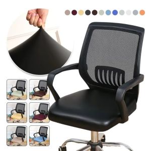 LUXEMO PU Leather Office Chair Cover Waterproof Elastic Gaming Chair Slipcover Simple Removable Computer Chair Cover for HomeOffice Decoration