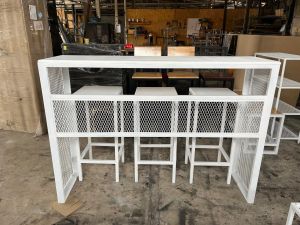 IRONSERVICE : ชุดโต๊ะ บาร์ เก้าอี้หัวโลน พร้อมเก้าอี้ 3 ตัว " เฟอร์นิเจอร์ โครงเหล็กกันสนิม ตกแต่งภายในและภายนอก มีประกัน " (จัดส่งรวดเร็ว)