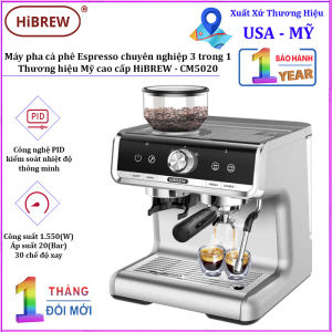 BH 2 NĂM - Máy pha cà phê Espresso chuyên nghiệp 3 trong 1 HiBREW CM5020