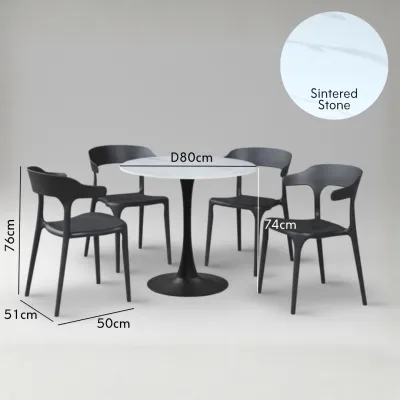 Furniture Direct BECKI 4 Seater Round Dining Set-Black