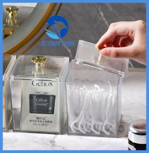 FLYBUY SHOP 1pcs Transparent Single Tier Puff Storage Box Jar Cosmetic Makeup Organizer Cotton Bathroom Accessories
